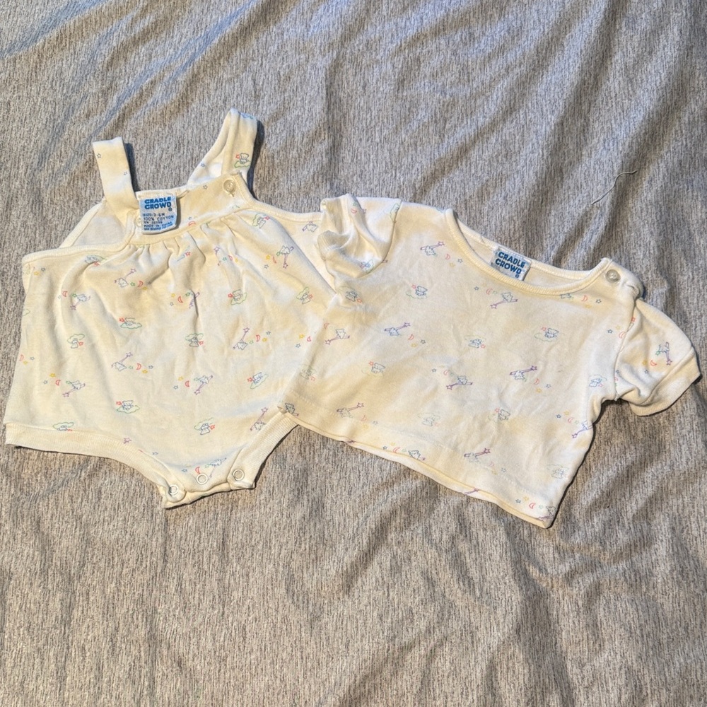 Vintage cradle crowd Cream Baby Shirt and Romper Set
